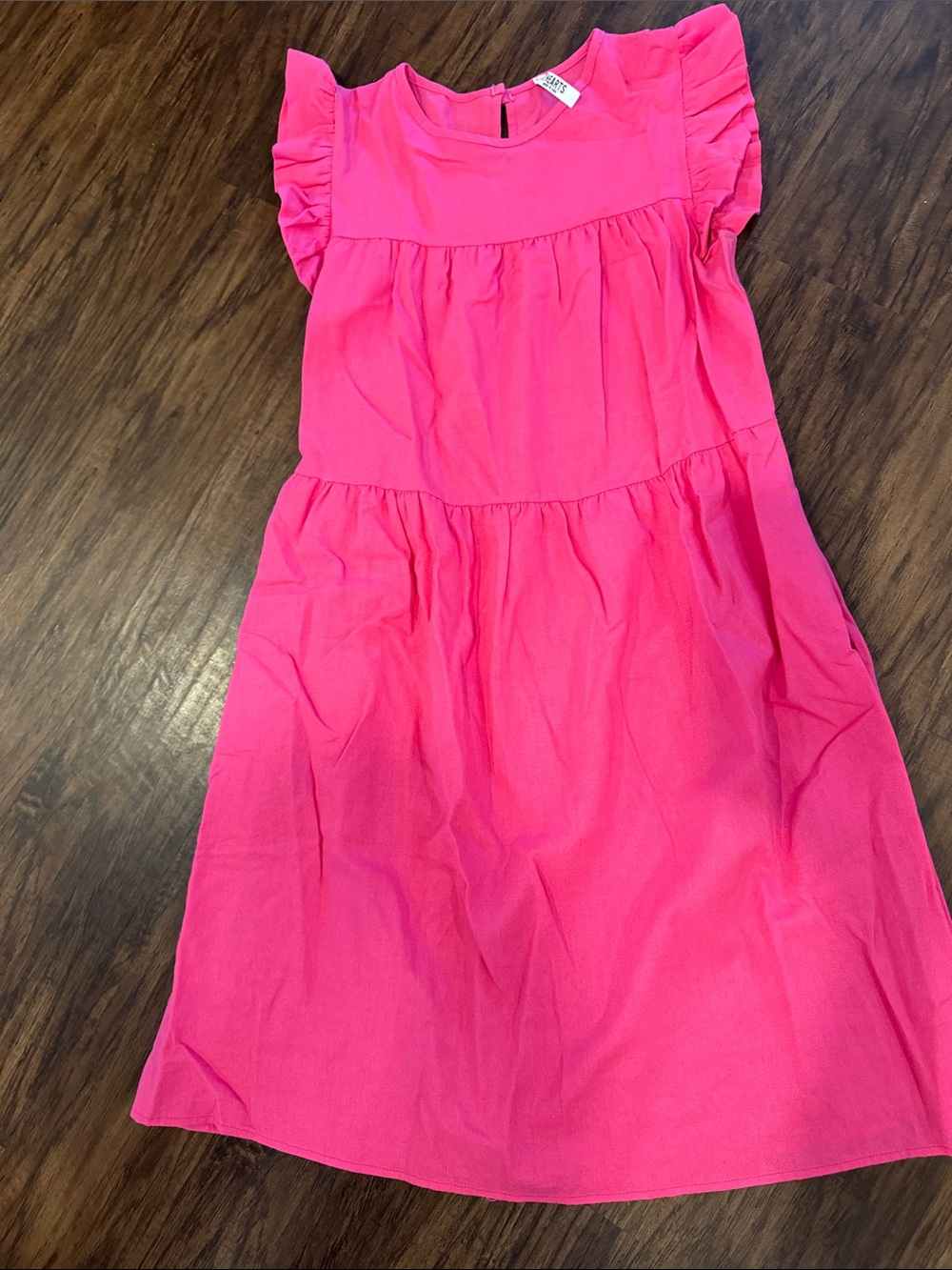 Women’s Hot Pink Ruffled Sleeve Mini Dress